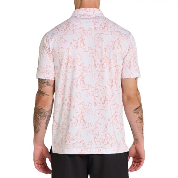 NWT Bad Birdie Core Polo Golf Shirt Mens‎ S "Wild Horses" Performance MSRP $78 - Picture 2 of 3